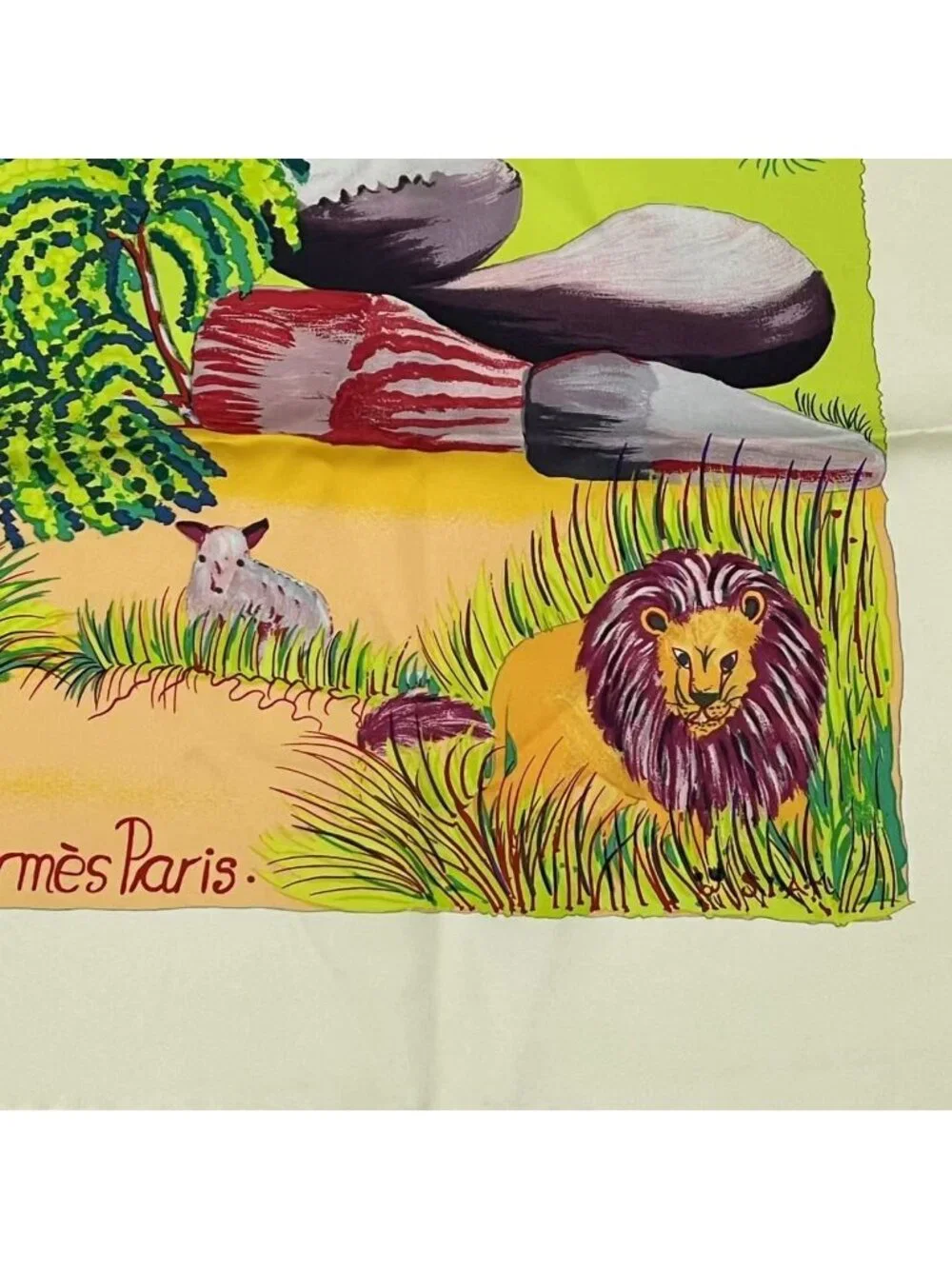 Hermes Carre 90 Nuba Mountain Scarf Silk 100% White - Picture 5 of 7